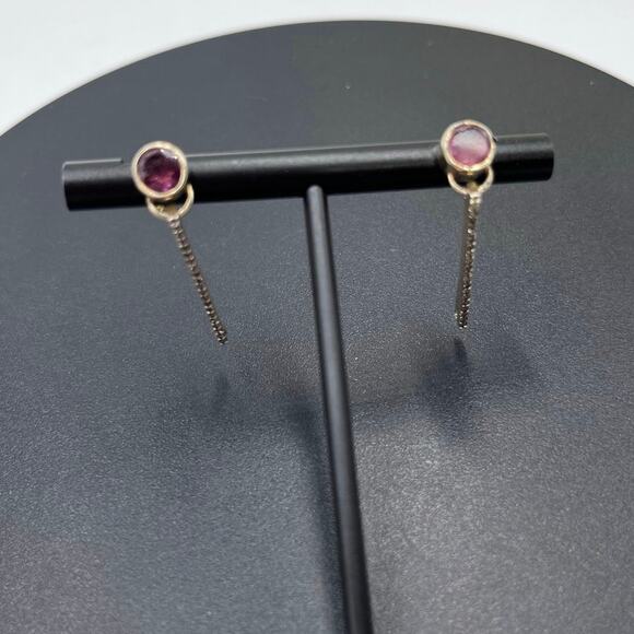 SHANA GULATI TIID Pink tourmaline, Pave champagne diamonds Vermeil 18k Earrings - Picture 6 of 10